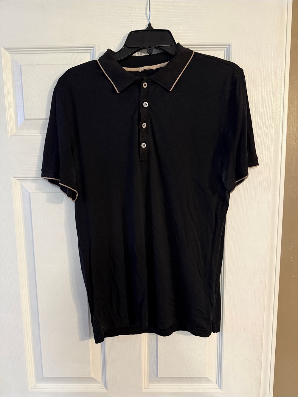 Corneliani Black Polo with Contrast Piping
